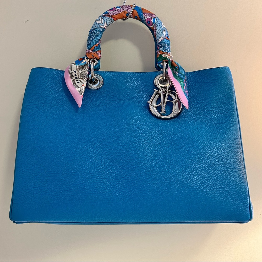 Christian Dior Diorissimo Tote Large Blue Leather - Picture 2 of 16